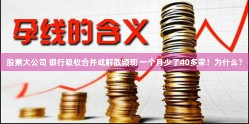 股票大公司 银行吸收合并或解散频现 一个月少了40多家！为什么？