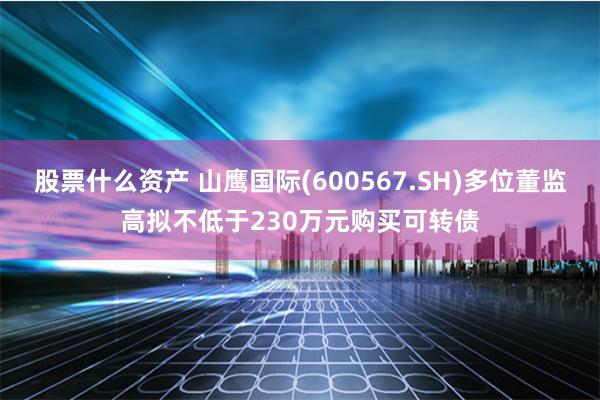 股票什么资产 山鹰国际(600567.SH)多位董监高拟不低于230万元购买可转债